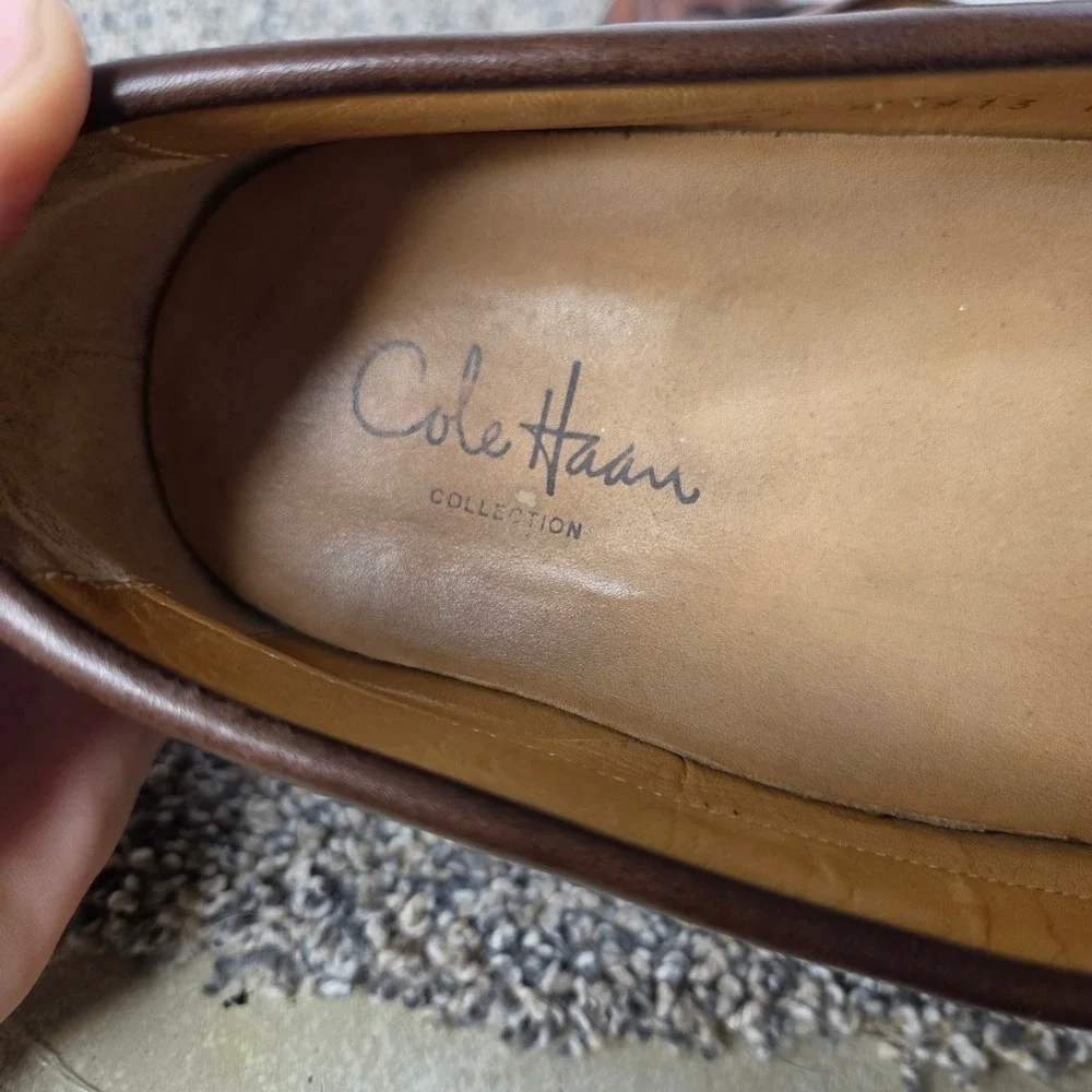 Cole Haan Collection Mens 11 M Brown Leather Moc Toe Bow Loafers 913